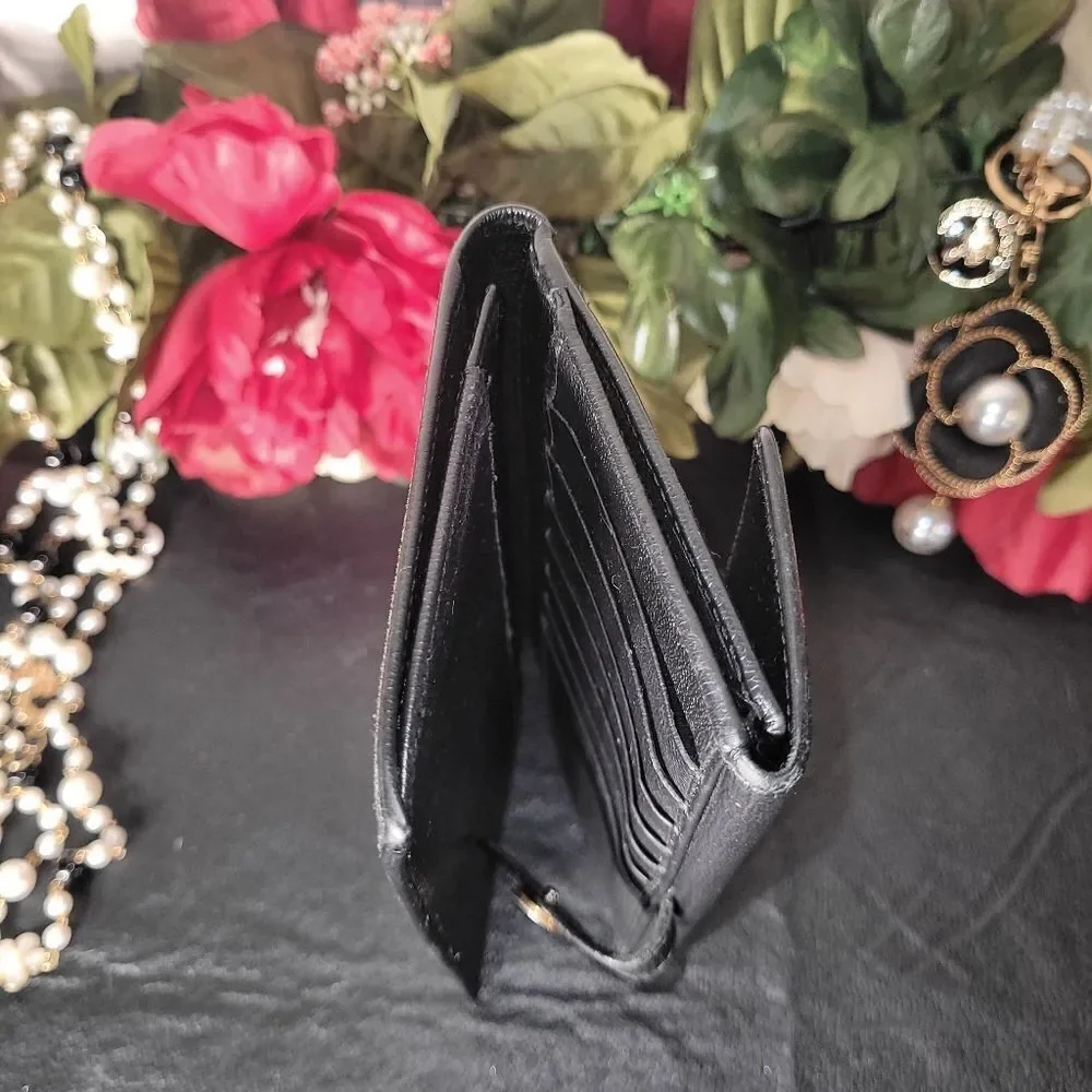 Chanel Calfskin Button Line CC Logo Long Flap Wallet with Dust Bag With COA